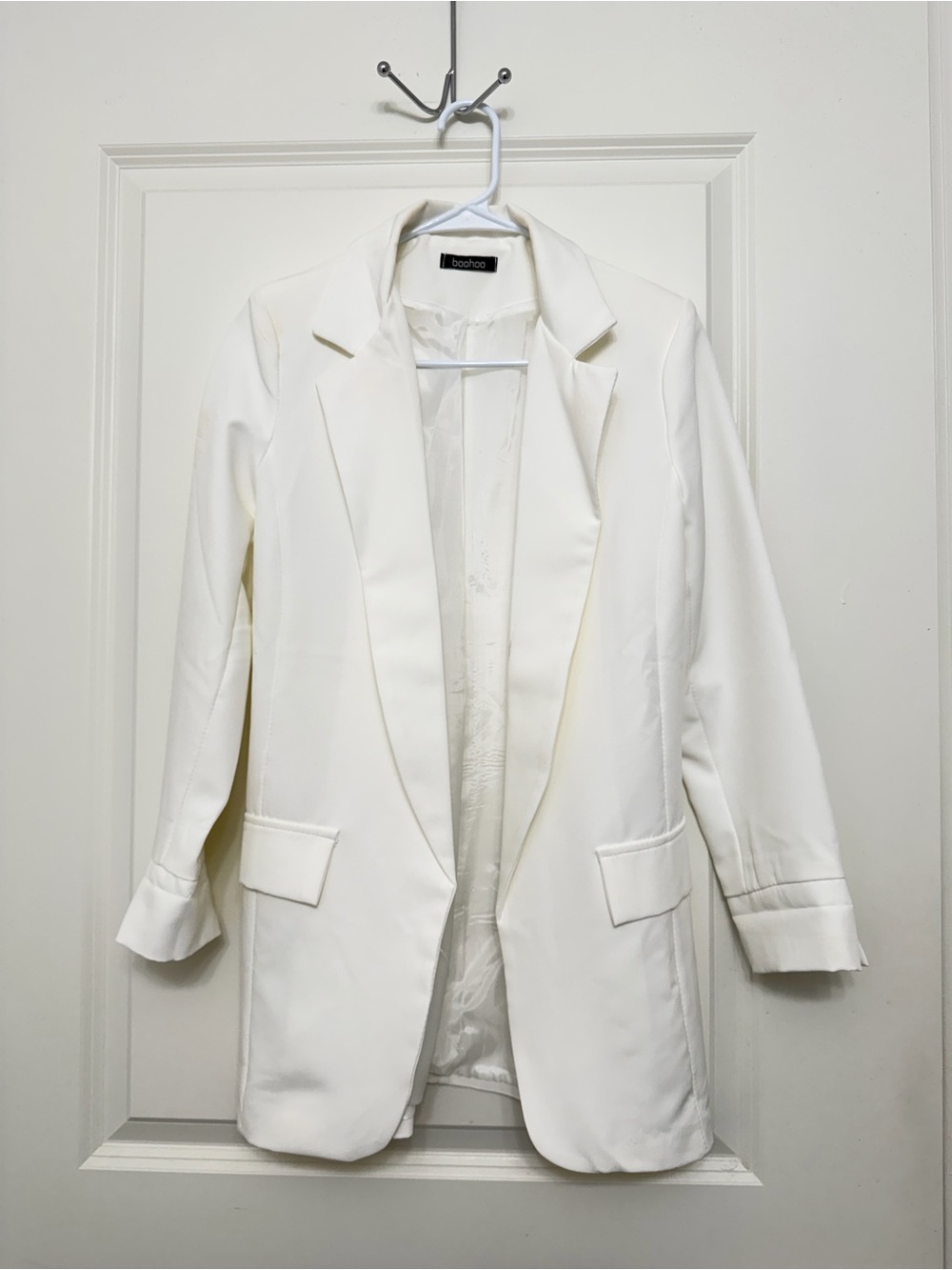 Boohoo White Longline Tailored Blazer